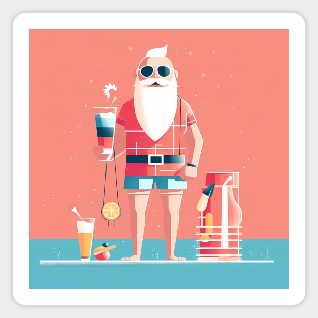 Funny Santa Tropical Christmas Sticker by logiamerch
